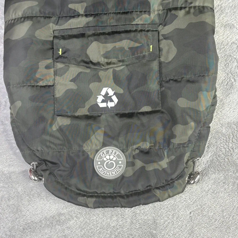 GF Pet Dog Parka‎ Small Camo Black Green Neon Puffer Hooded Jacket Coat
